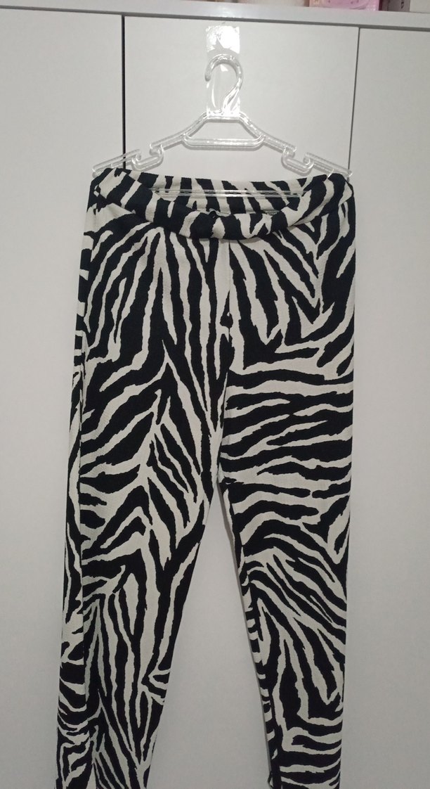 Zebra Desenli Midi Kadın Kumaş Pantolon - Görsel 2