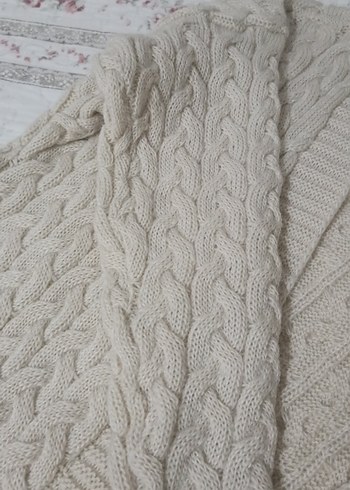 Uzun Bej Örgü Kadın Hırka - Görsel 4