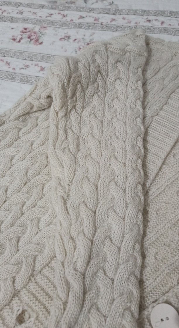 Uzun Bej Örgü Kadın Hırka - Görsel 4