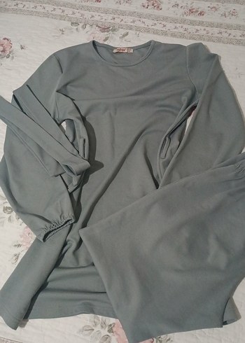 Gri Kadın Rahat Kesim Uzun Eşofman Takımı - Görsel 6