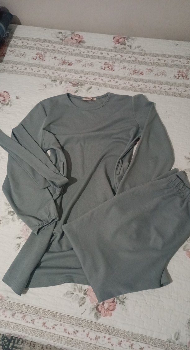 Gri Kadın Rahat Kesim Uzun Eşofman Takımı - Görsel 2