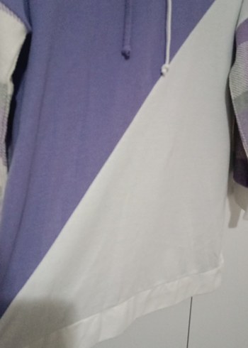 Kadın Mor Kapüşonlu Oversize Sweatshirt - Görsel 6