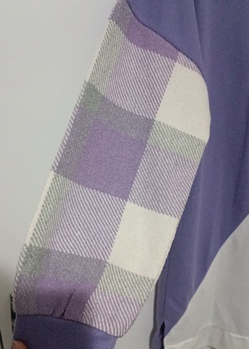 Kadın Mor Kapüşonlu Oversize Sweatshirt - Görsel 4