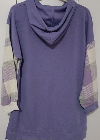 Kadın Mor Kapüşonlu Oversize Sweatshirt - Görsel 7