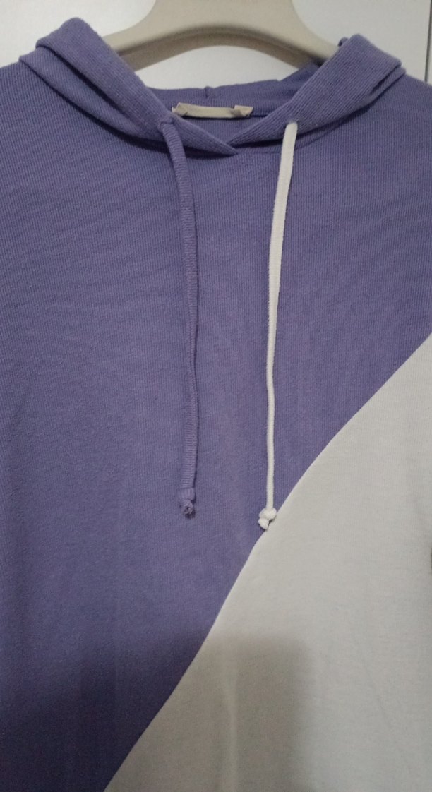 Kadın Mor Kapüşonlu Oversize Sweatshirt - Görsel 5