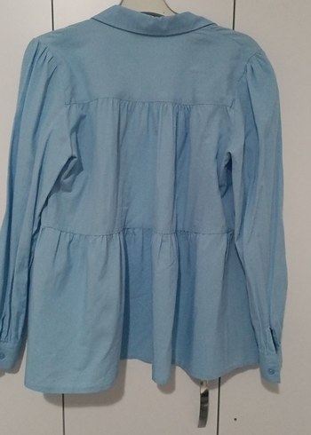 Mavi Pamuklu Uzun Kollu Gömlek - Görsel 6