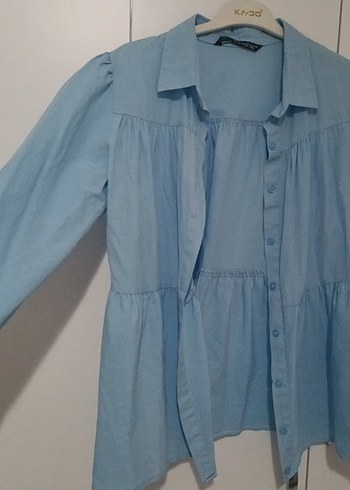 Mavi Pamuklu Uzun Kollu Gömlek - Görsel 2