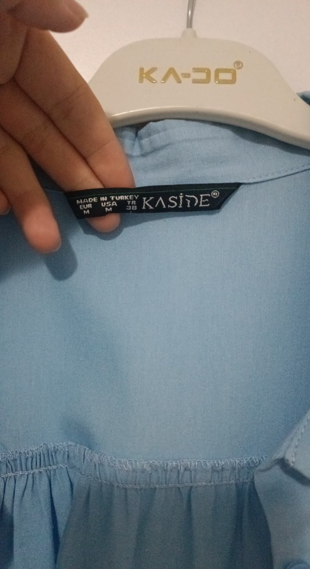 Mavi Pamuklu Uzun Kollu Gömlek - Görsel 4