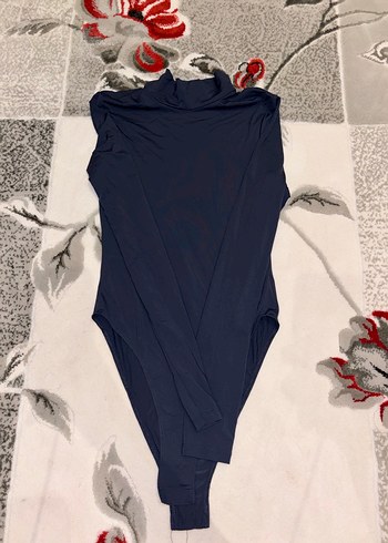 Zara Lacivert Yuksek Yakali Minimal Bodysuit