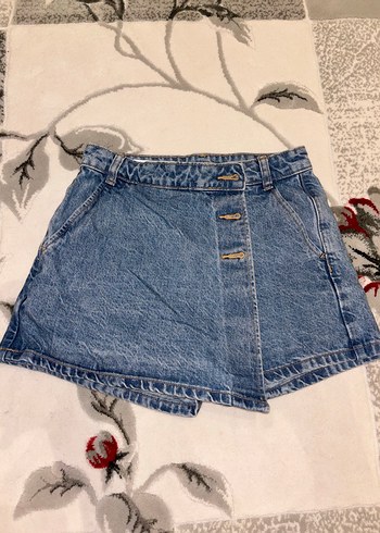 Zara Mavi Denim Mini Etek