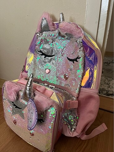 Beden pembe Renk Unicorn pullu çanta