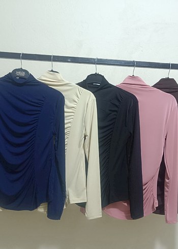 Diğer Drapeli Kadın Uzun Kollu Yüksek Yakalı Bluz