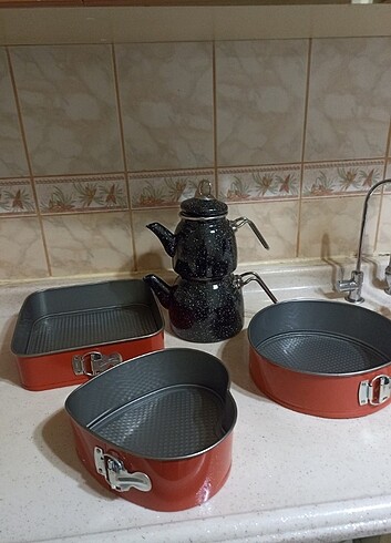Beden 3 lü kek kalıbı 2 li çaydanlık