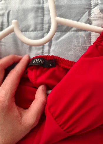 Kırmızı Drapeli Mini Abiye Elbise - Görsel 3