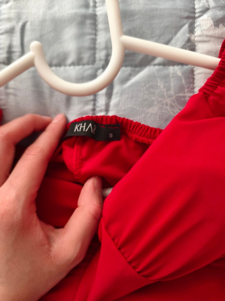 Kırmızı Drapeli Mini Abiye Elbise - Görsel 3