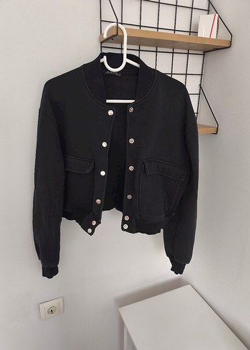 Düğmeli Siyah Kadın Denim Ceket - Görsel 2