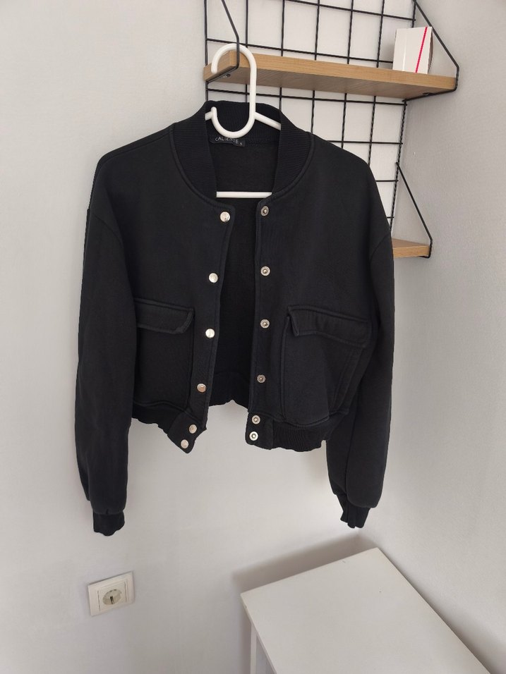 Düğmeli Siyah Kadın Denim Ceket - Görsel 2