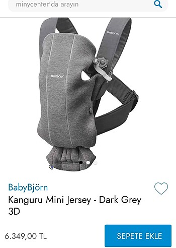 Diğer Babybjörn kanguru mini jersey- dark grey 3D