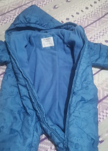 9 Ay Beden Bebek Erkek Mavi Örgü Polar Tulum