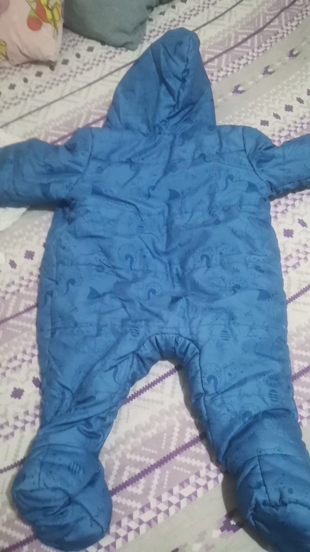 Bebek Erkek Mavi Örgü Polar Tulum - Görsel 2