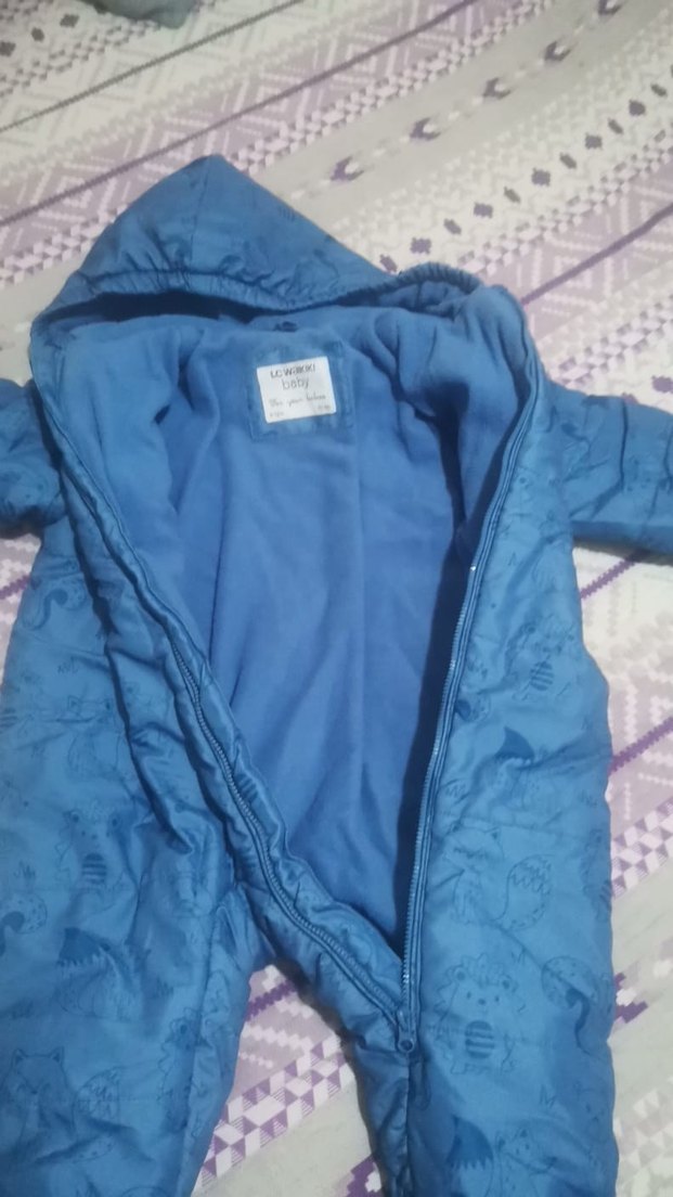 Bebek Erkek Mavi Örgü Polar Tulum - Görsel 3