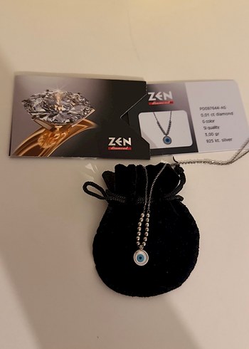 Zen Diamond Zen Gumus Zincirli Mavi Tasli Kolye