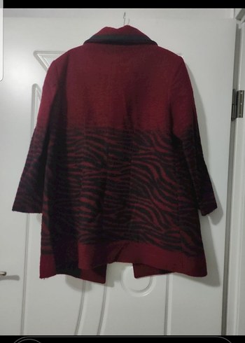 Modailgi Bordo Zebra Desenli Kısa Yün Kadın ceket 44 beden