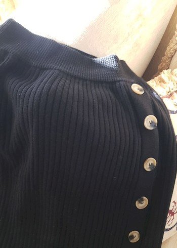 xl Beden Düğmeli Siyah etek uzun .