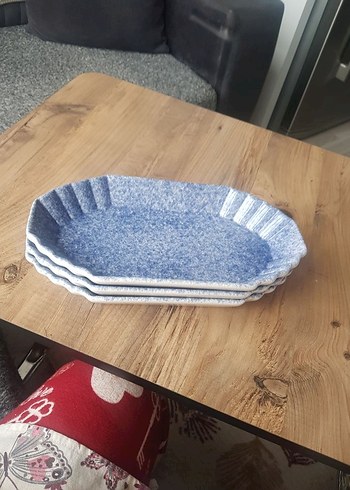 Mavi Gri Desenli 3'lü Servis Tepsisi - Görsel 3