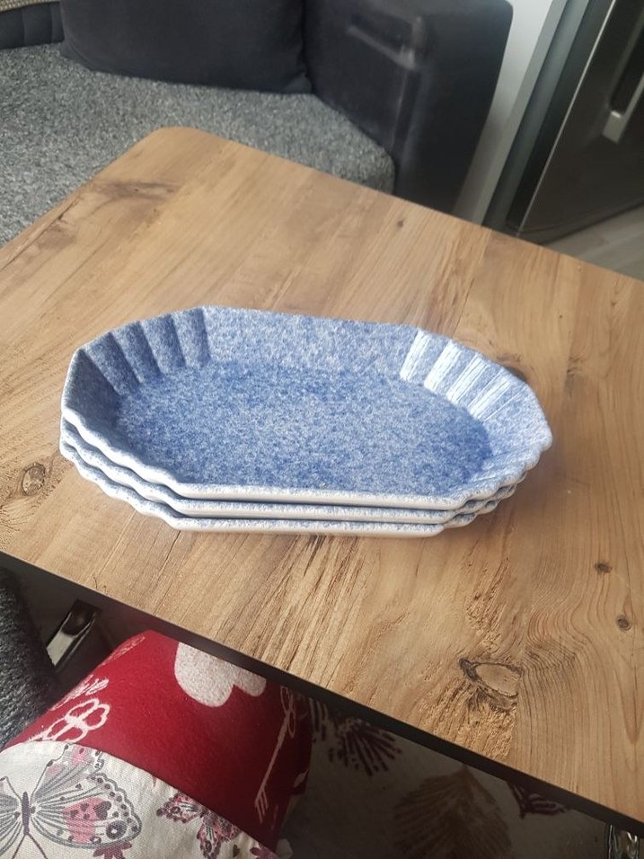 Mavi Gri Desenli 3'lü Servis Tepsisi - Görsel 3