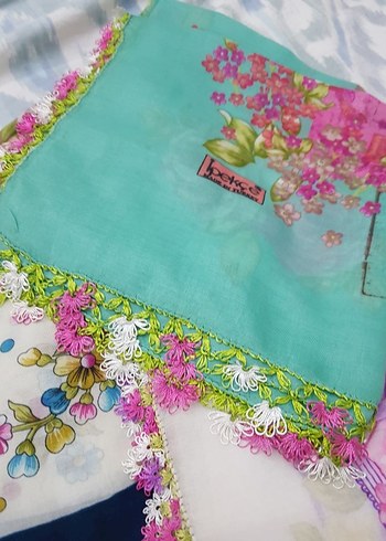 Dantel Kenarlı Çok Renkli Bohem Kadın Fuları - Görsel 3