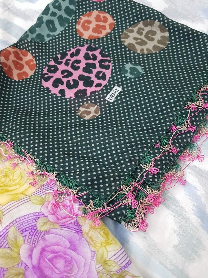 Dantel Kenarlı Çok Renkli Bohem Kadın Fuları - Görsel 5