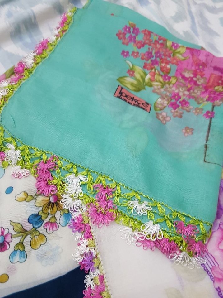 Dantel Kenarlı Çok Renkli Bohem Kadın Fuları - Görsel 3