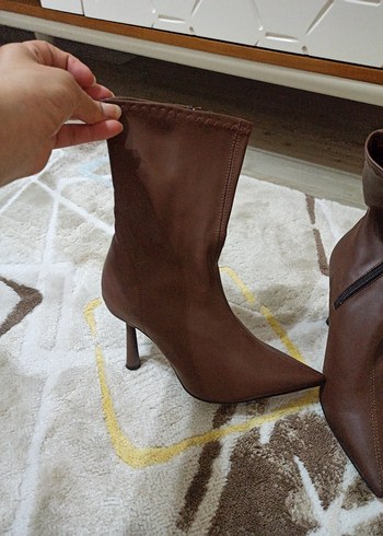 Diğer Kahverengi Deri Stiletto Bot
