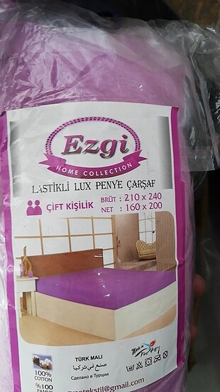 Çift kişilik lastikli penye Çarşaf 2 Adet lila koyu krem