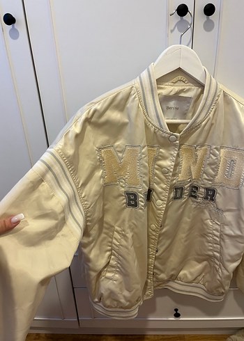 Bershka Krem Bomber Ceket - Görsel 5