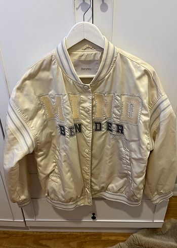 Bershka Krem Bomber Ceket - Görsel 3