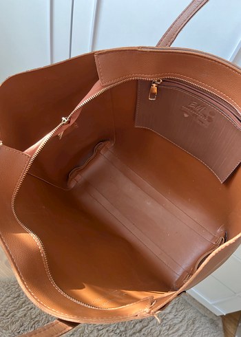 Kahverengi Deri Tote Bag - Görsel 4