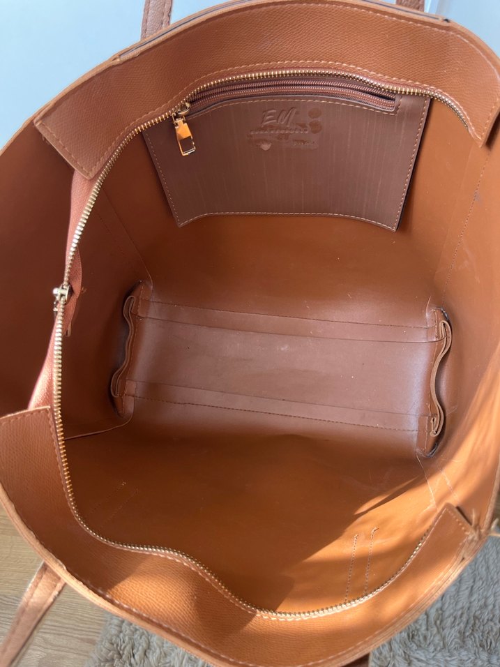 Kahverengi Deri Tote Bag - Görsel 5