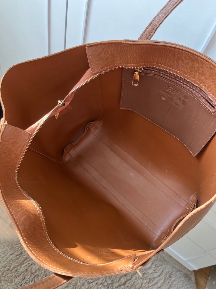 Kahverengi Deri Tote Bag - Görsel 4