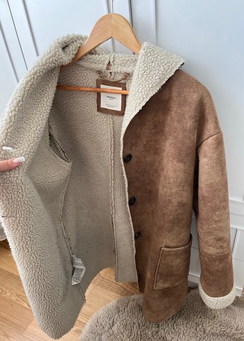 Mango Kürklü Süet Mont - Görsel 6