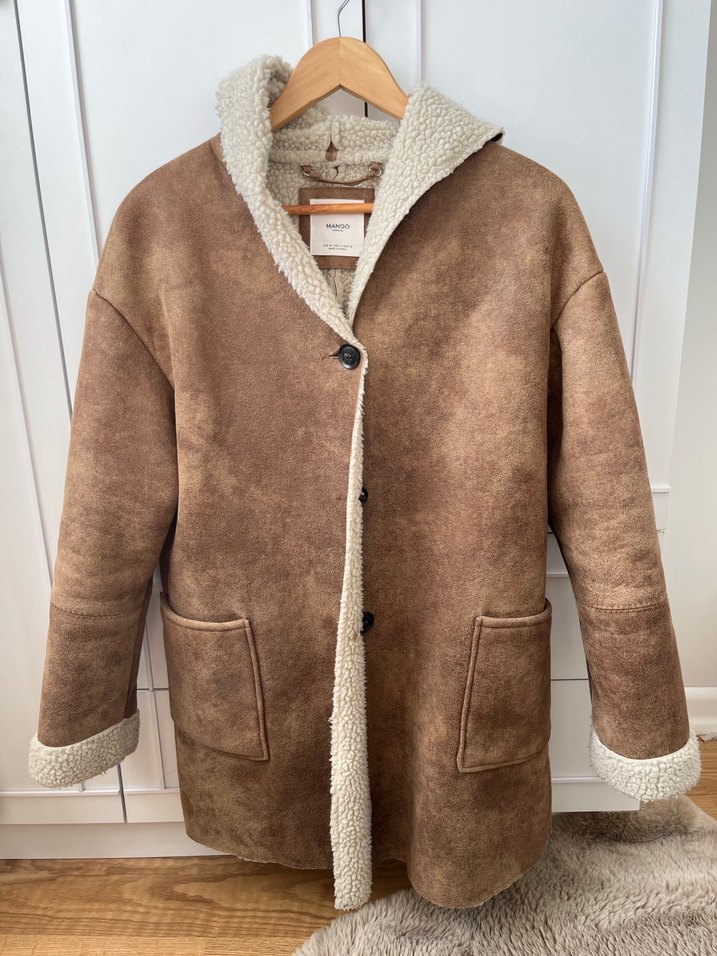 Mango Kürklü Süet Mont - Görsel 4