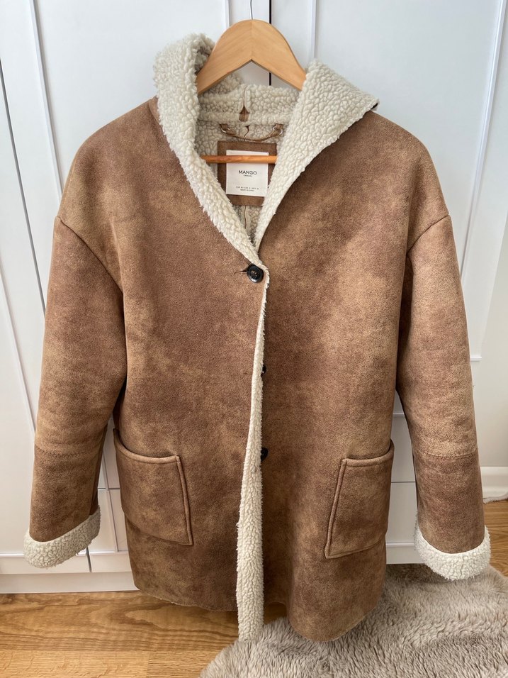 Mango Kürklü Süet Mont - Görsel 5