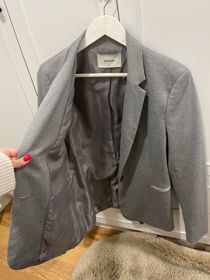 Gri Stradivarius Oversize Blazer Ceket - Görsel 4