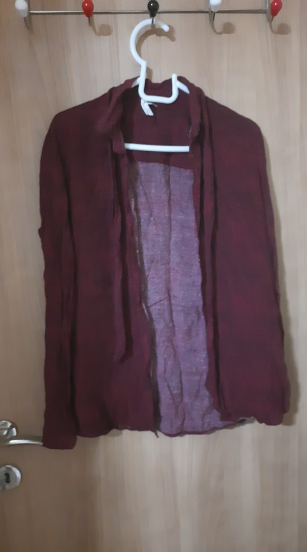 Bordo Keten Salaş Midi Gömlek - Görsel 3