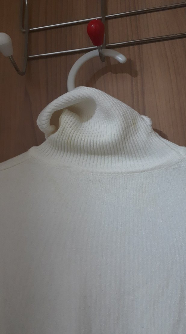 Beyaz Kadın Boğazlı Basic Kazak - Görsel 2