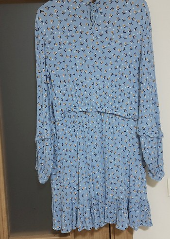 Mavi Bağlama Desenli Pamuklu Midi Tunik - Görsel 6