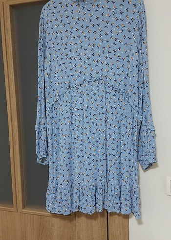 Mavi Bağlama Desenli Pamuklu Midi Tunik - Görsel 5