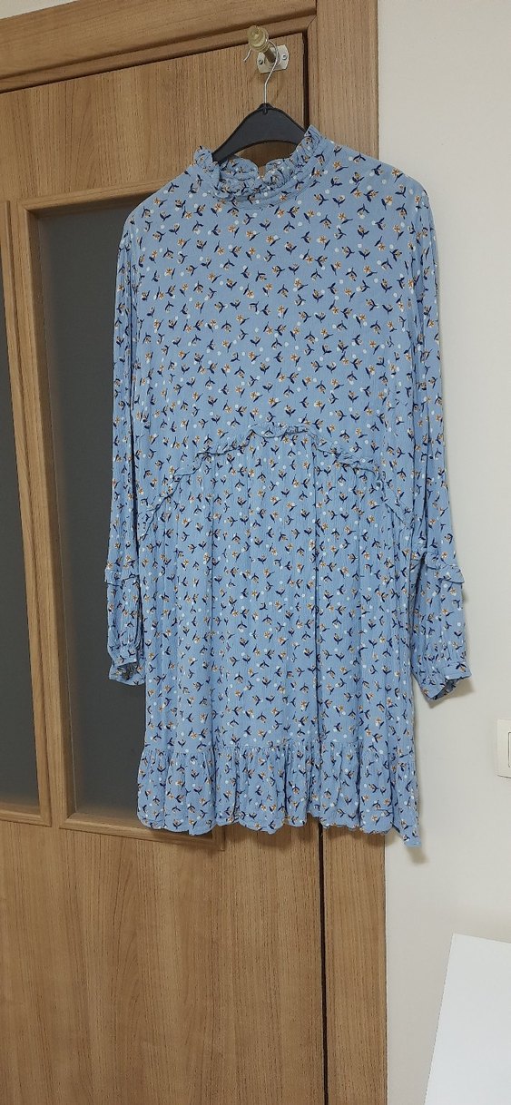 Mavi Bağlama Desenli Pamuklu Midi Tunik - Görsel 5