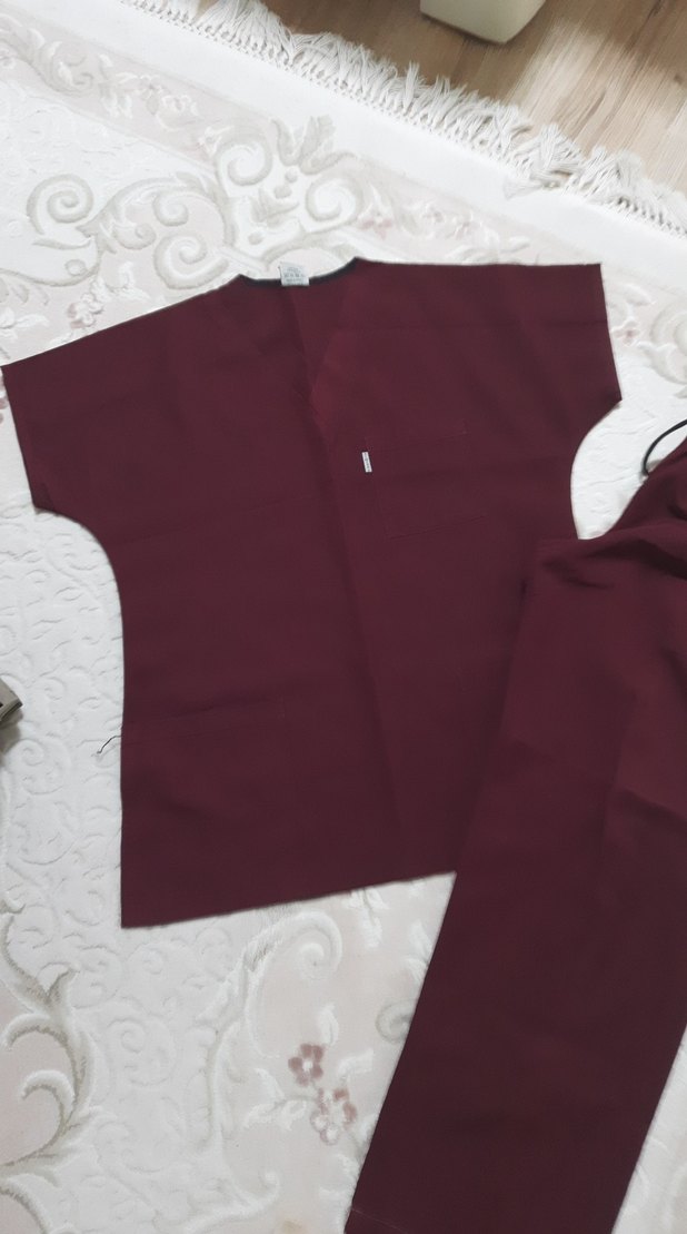 Bordo scrubs üniforma - Görsel 2